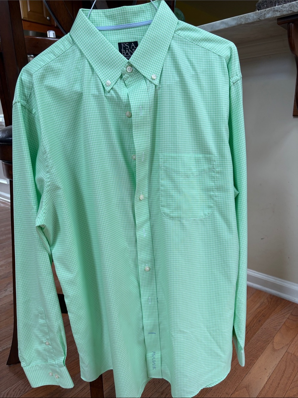 Jos. A. Bank Light Green Check Button-Down Dress Shirt